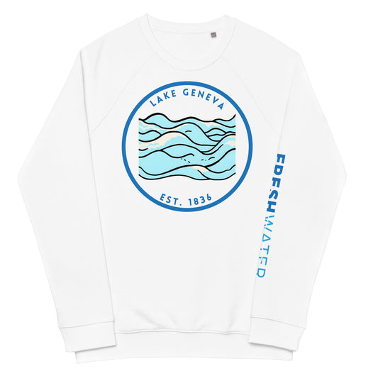 Lake Geneva Wisconsin Freshwater Waves Unisex organic raglan sweatshirt