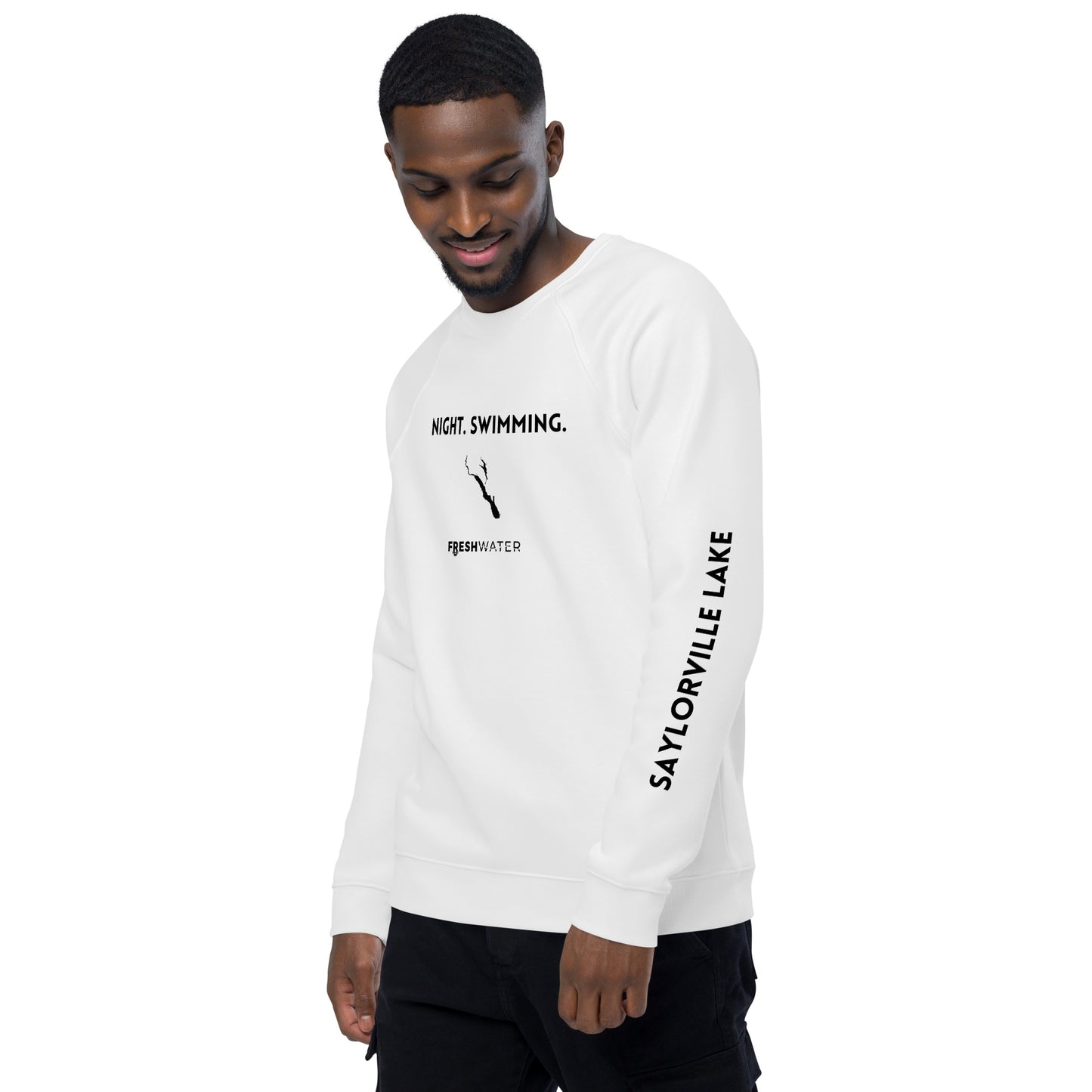 Saylorville Lake Freshwater NSB Unisex organic raglan sweatshirt