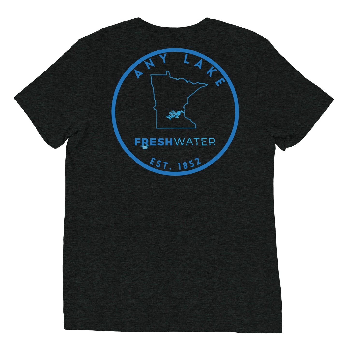 Custom Freshwater State Outline Blue Short sleeve t-shirt