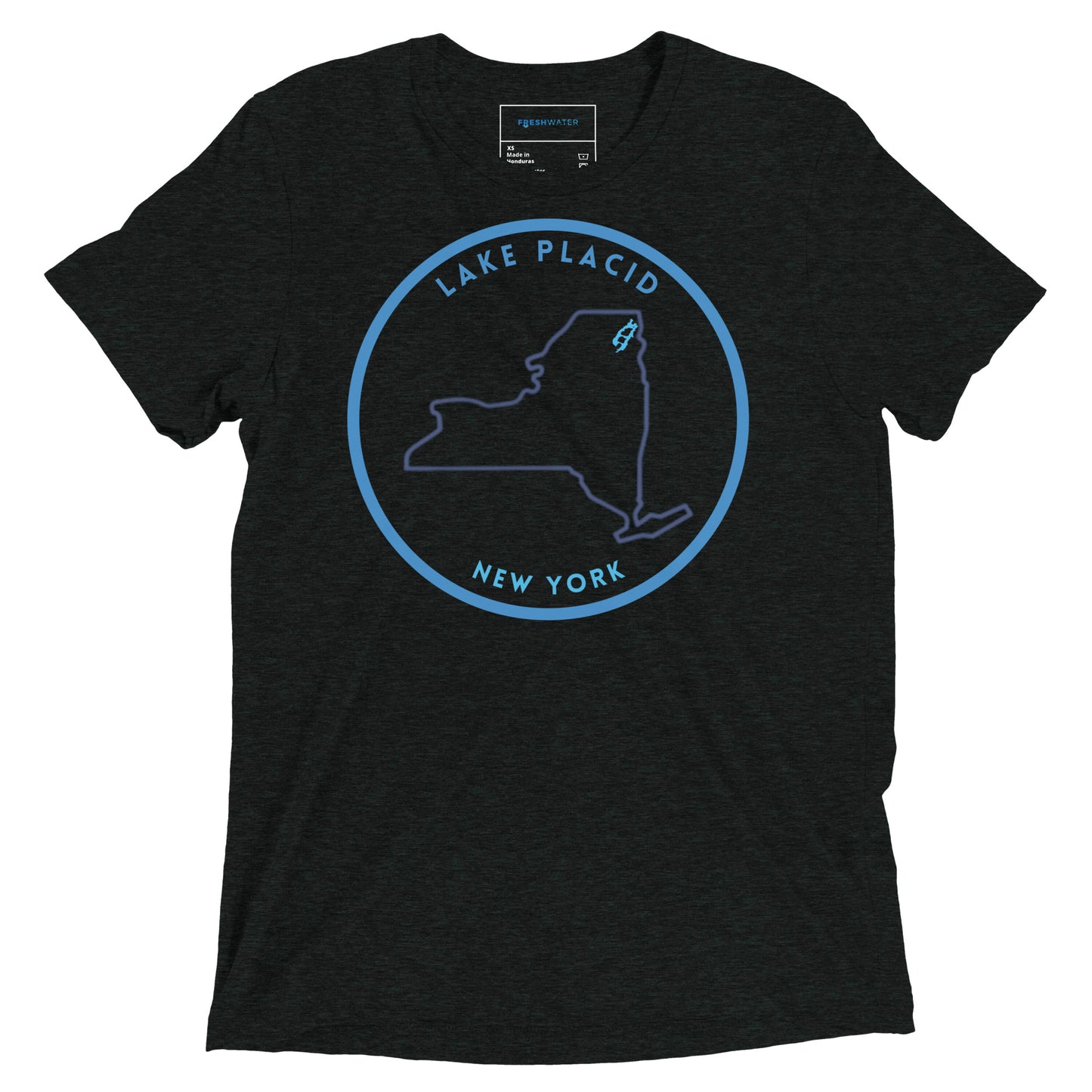 Lake Placid New York Freshwater NY Outline Short sleeve t-shirt