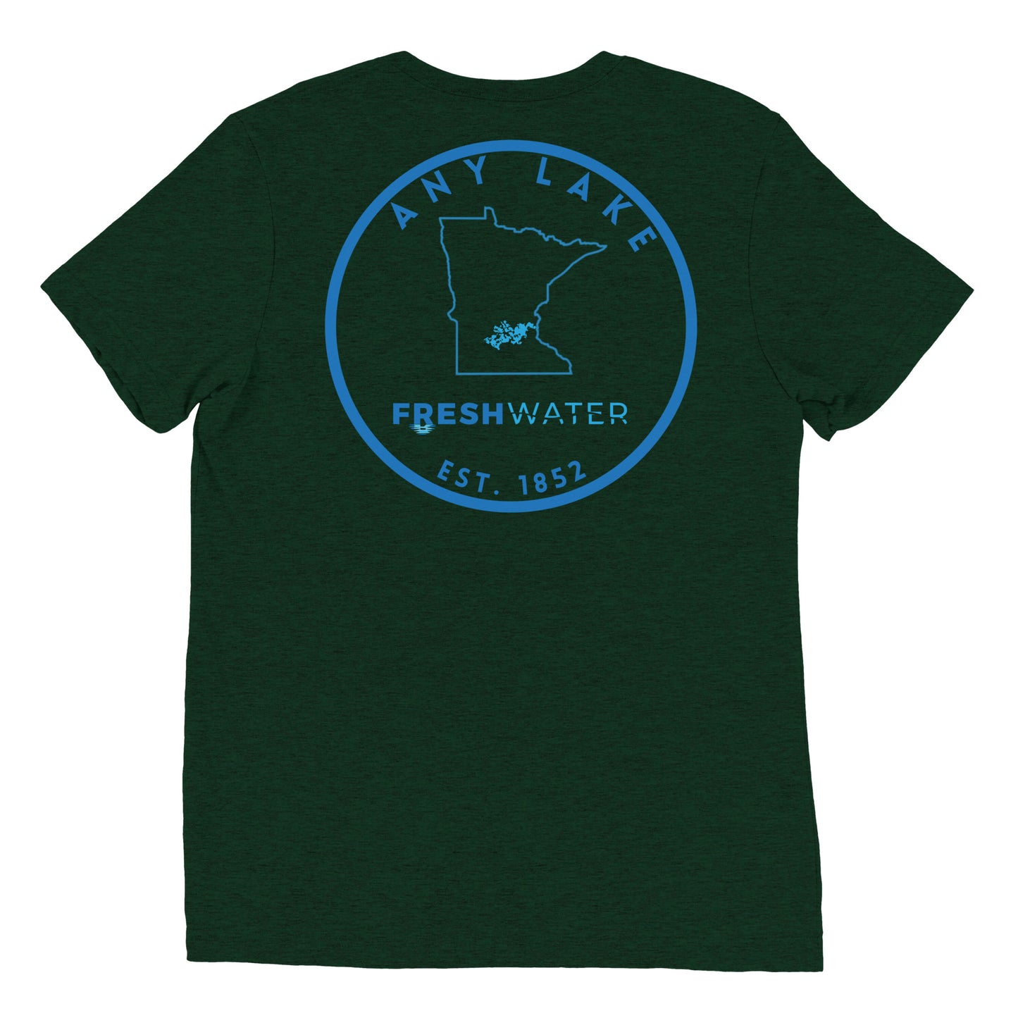 Custom Freshwater State Outline Blue Short sleeve t-shirt