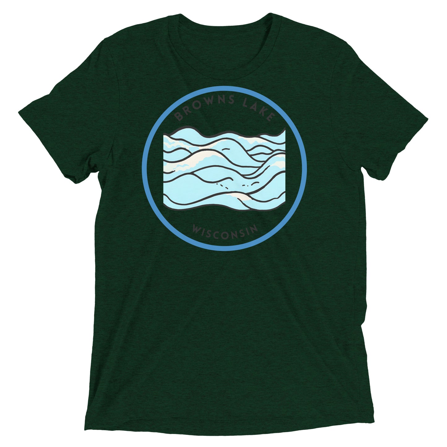 Browns Lake Wisconsin Freshwater Waves Short sleeve t-shirt