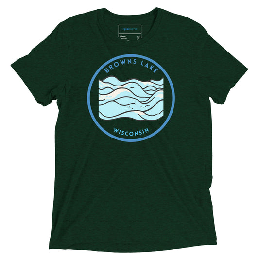 Browns Lake Wisconsin Freshwater Waves Short sleeve t-shirt