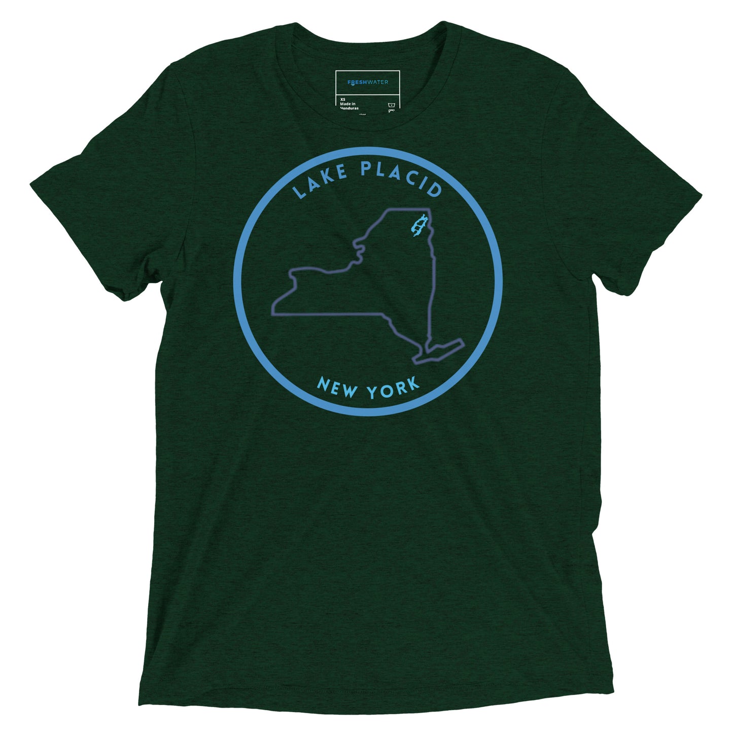 Lake Placid New York Freshwater NY Outline Short sleeve t-shirt