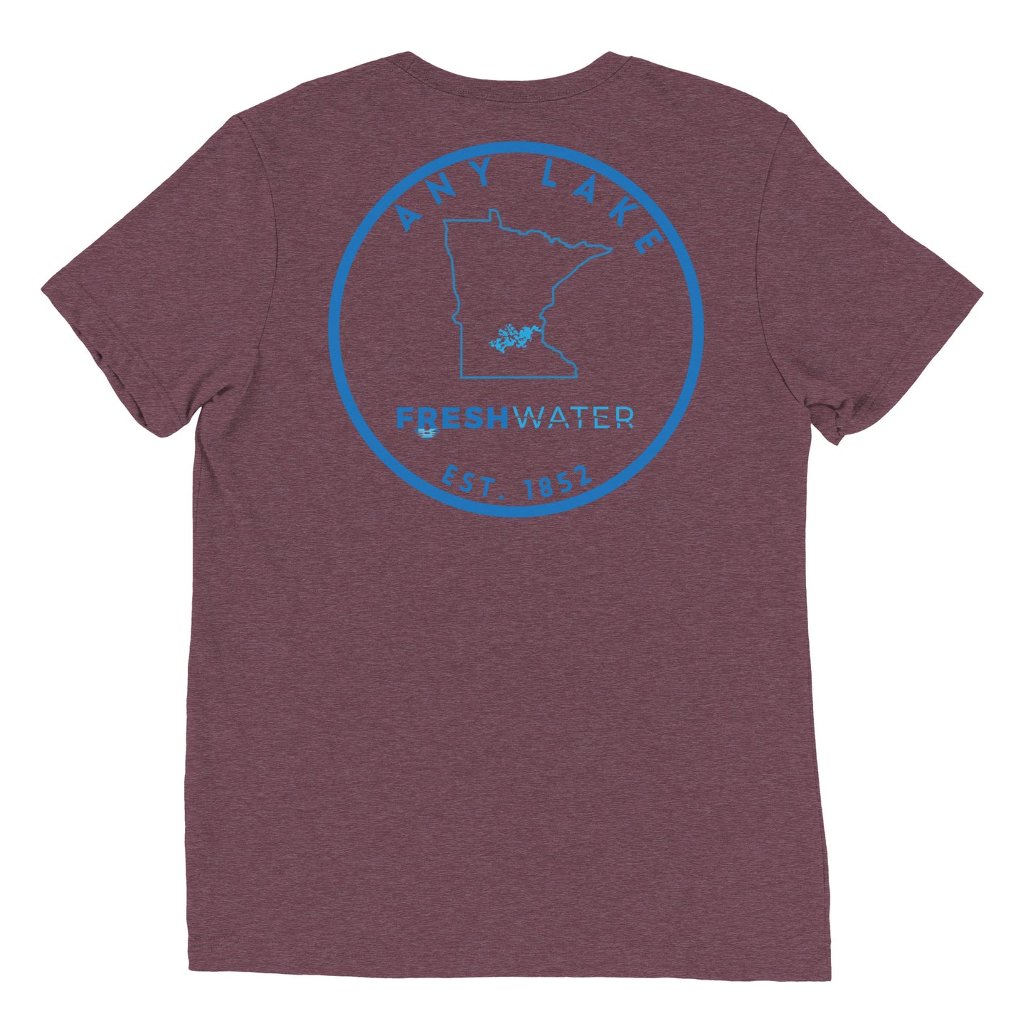 Custom Freshwater State Outline Blue Short sleeve t-shirt
