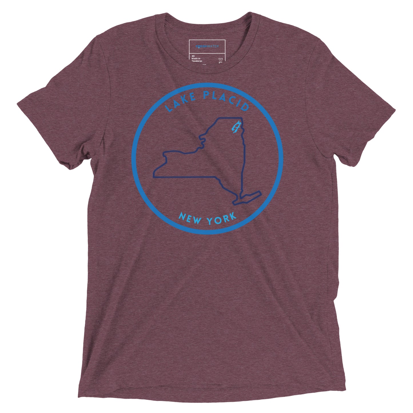 Lake Placid New York Freshwater NY Outline Short sleeve t-shirt