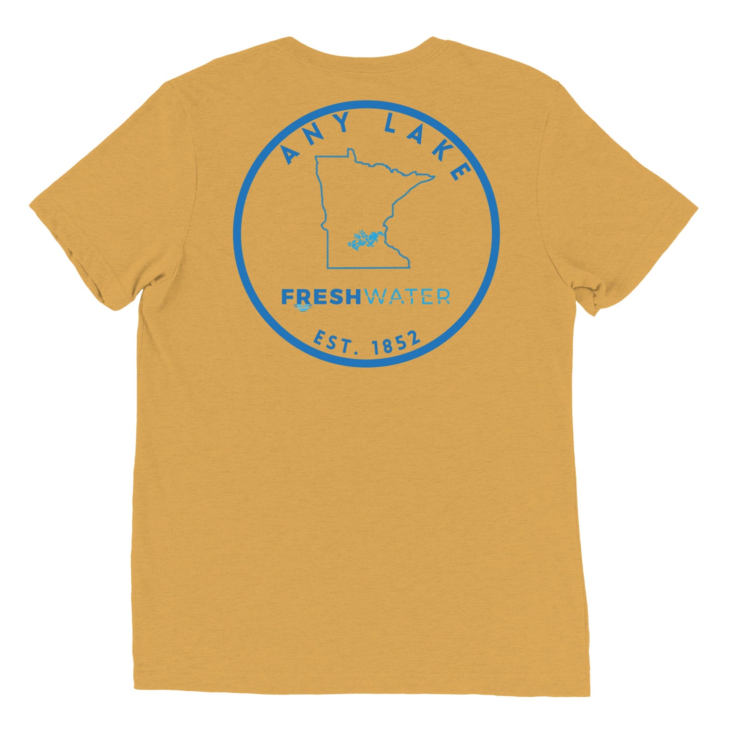 Custom Freshwater State Outline Blue Short sleeve t-shirt