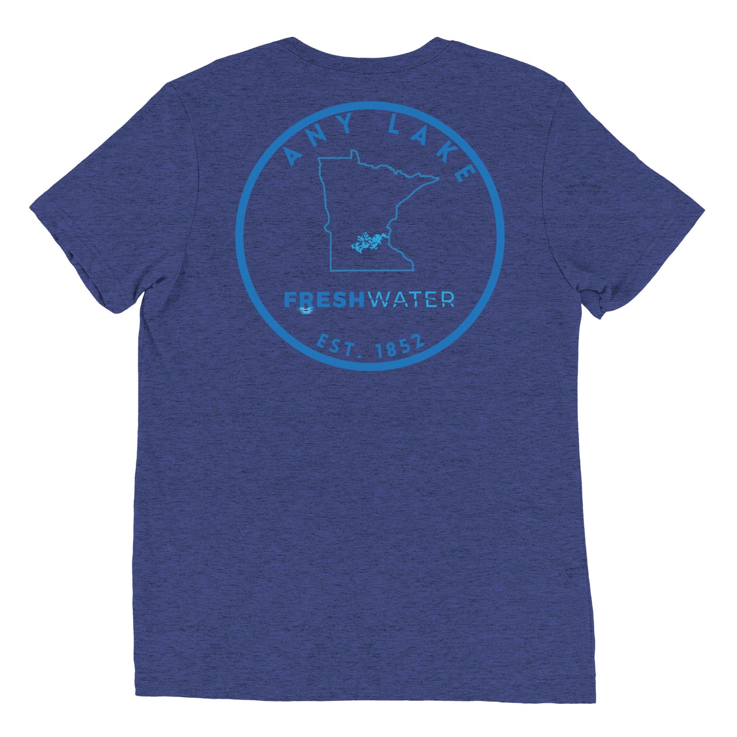 Custom Freshwater State Outline Blue Short sleeve t-shirt