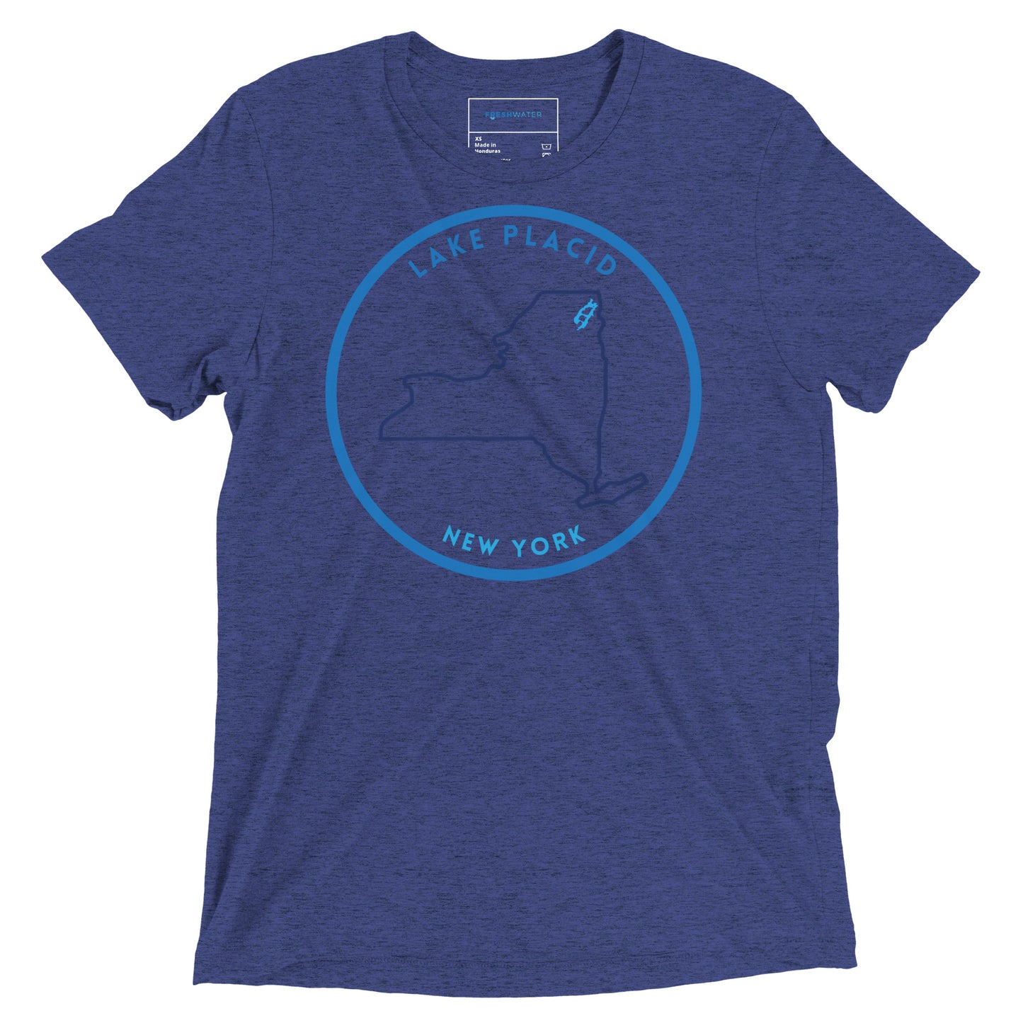 Lake Placid New York Freshwater NY Outline Short sleeve t-shirt