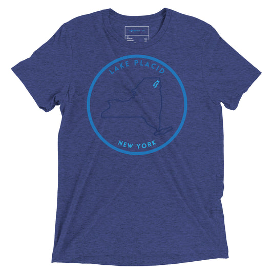 Lake Placid New York Freshwater NY Outline Short sleeve t-shirt