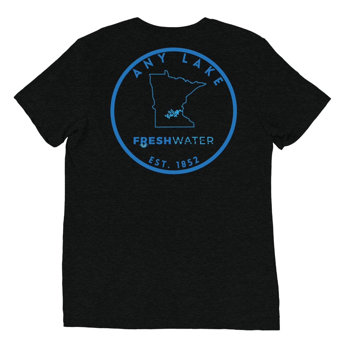 Custom Freshwater State Outline Blue Short sleeve t-shirt