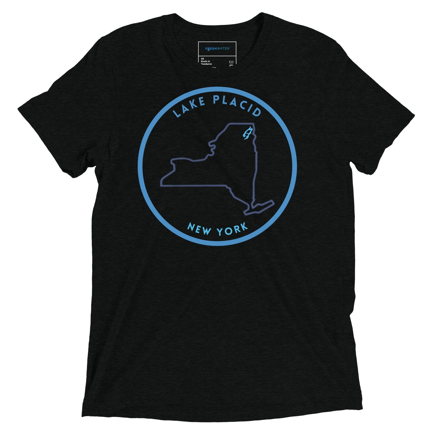 Lake Placid New York Freshwater NY Outline Short sleeve t-shirt