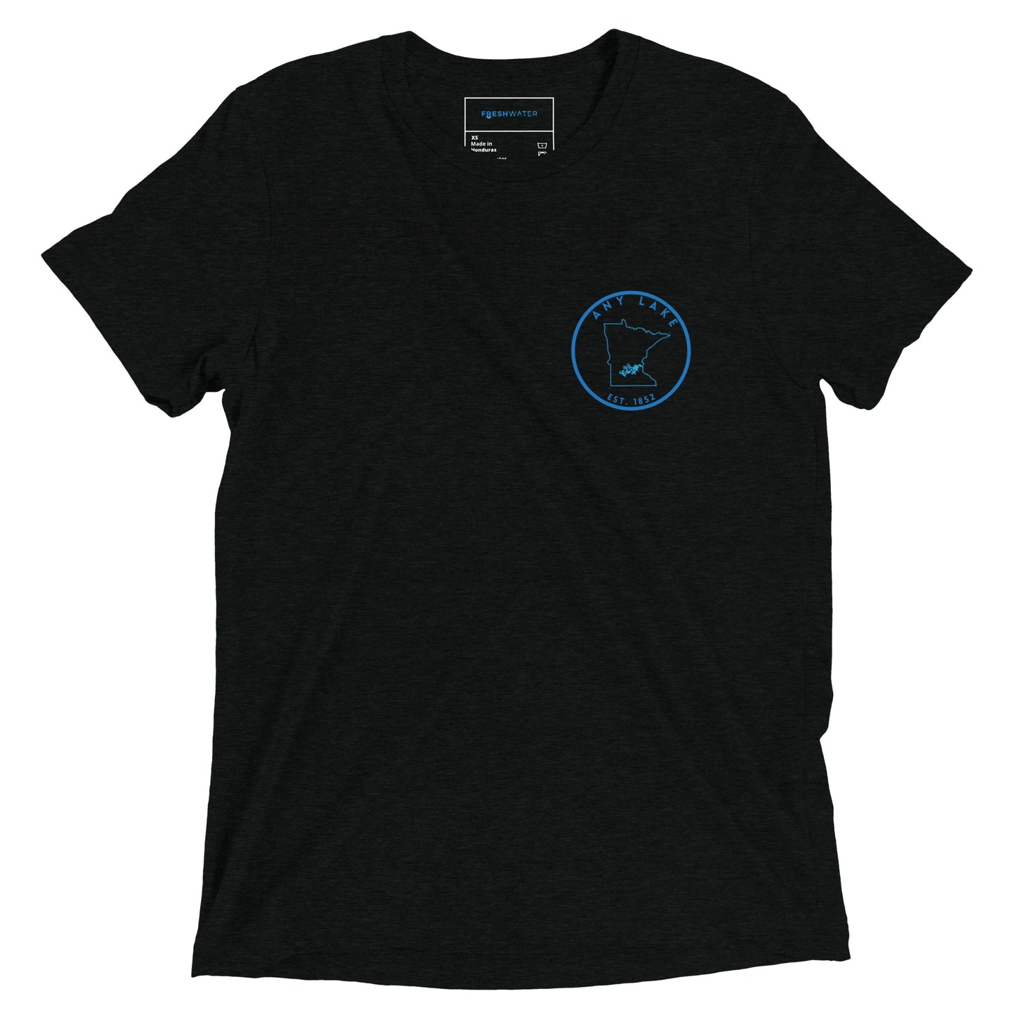 Custom Freshwater State Outline Blue Short sleeve t-shirt