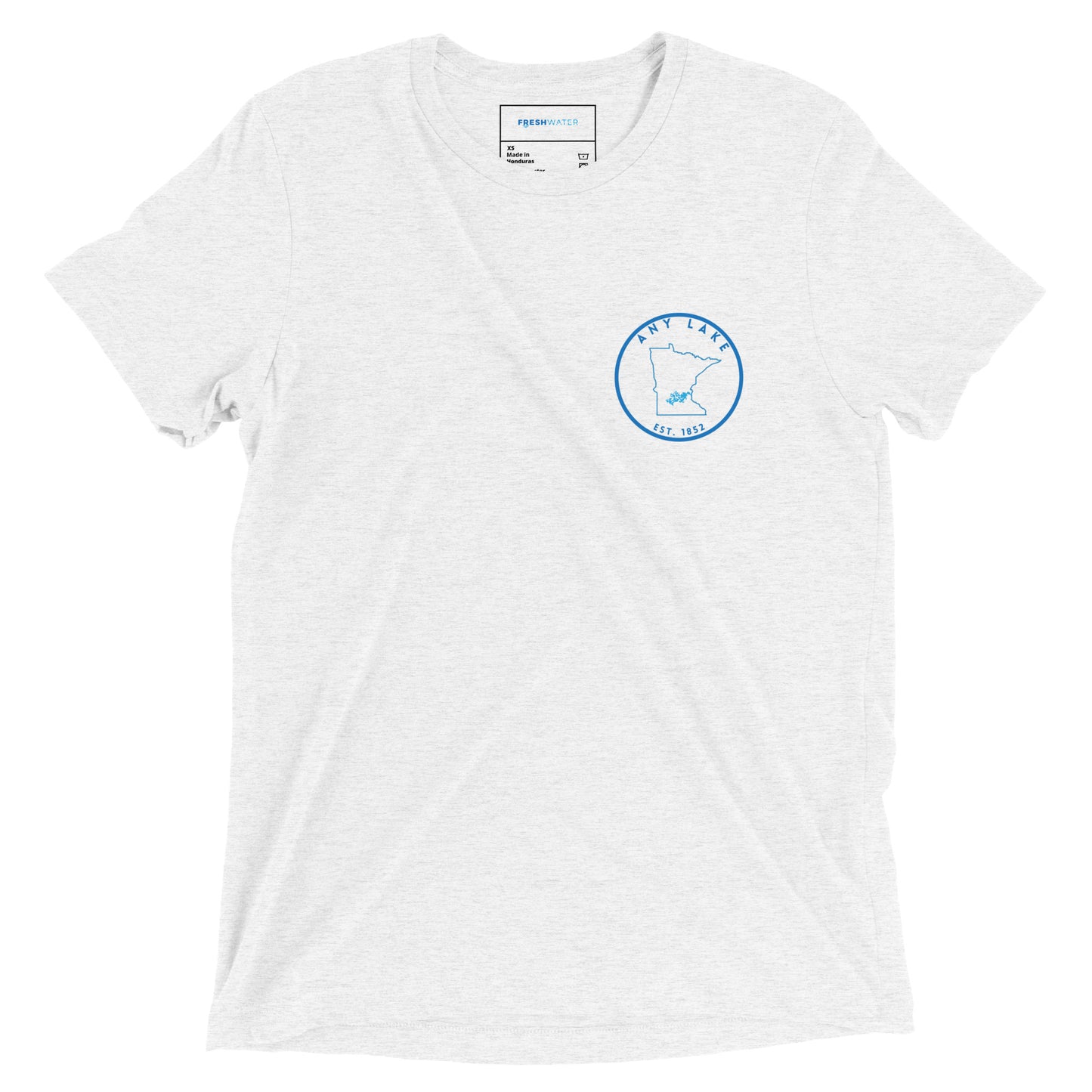 Custom Freshwater State Outline Blue Short sleeve t-shirt