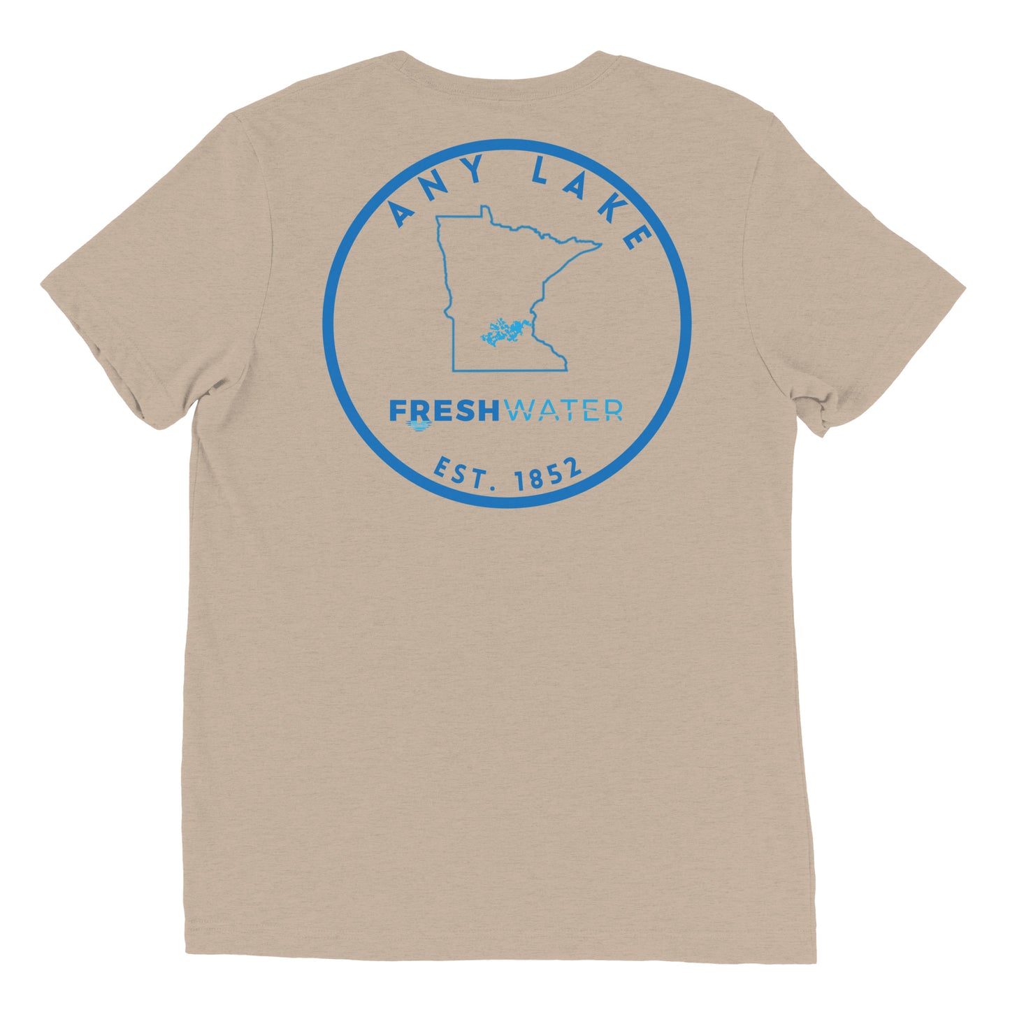 Custom Freshwater State Outline Blue Short sleeve t-shirt