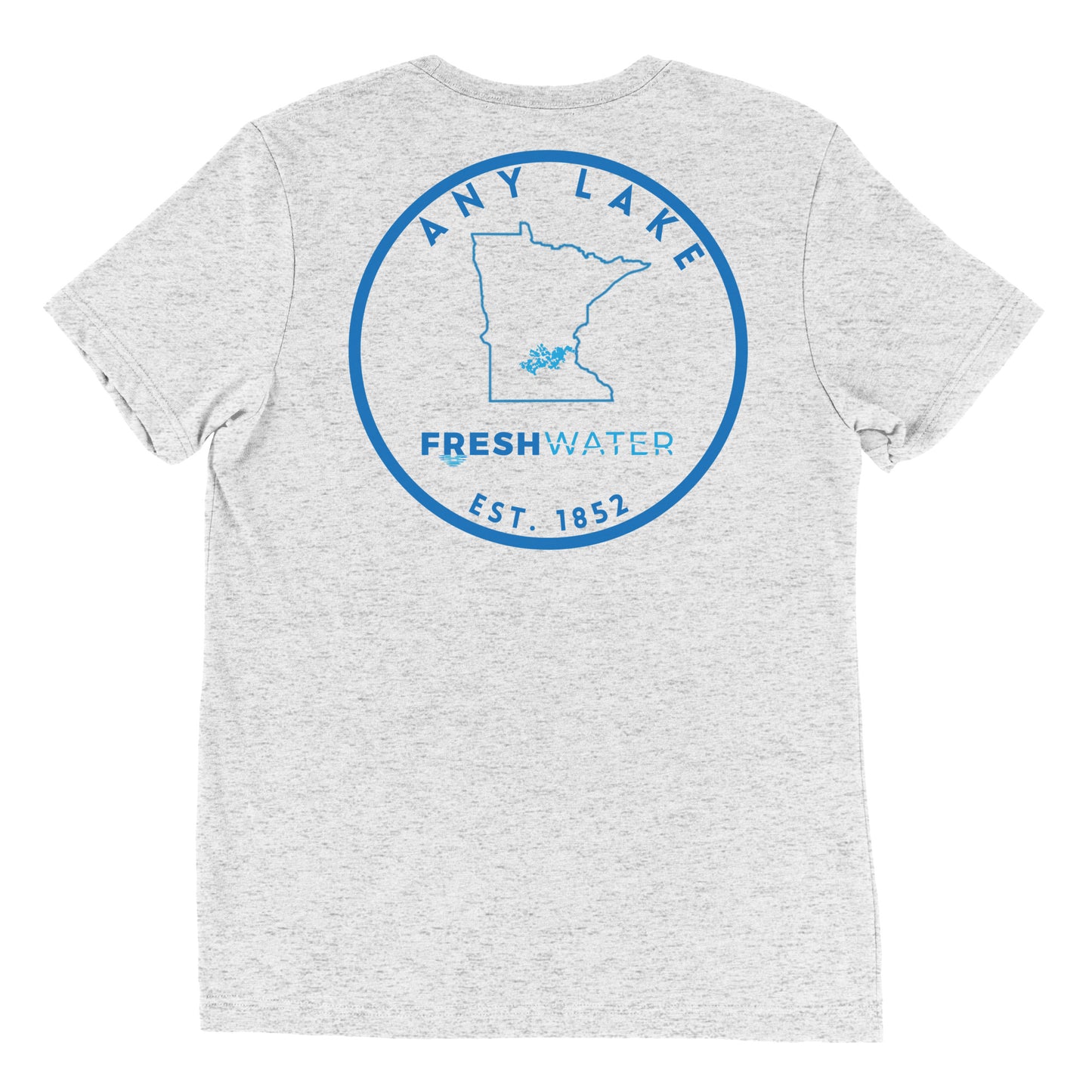 Custom Freshwater State Outline Blue Short sleeve t-shirt
