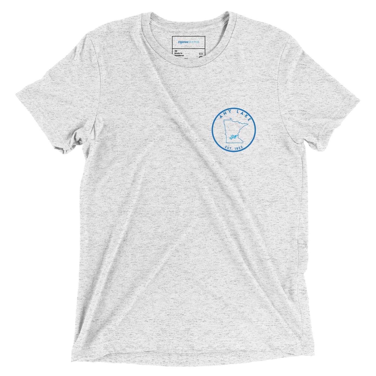 Custom Freshwater State Outline Blue Short sleeve t-shirt