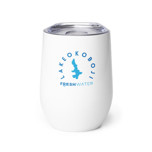 Lake Okoboji Freshwater Blue Wine tumbler
