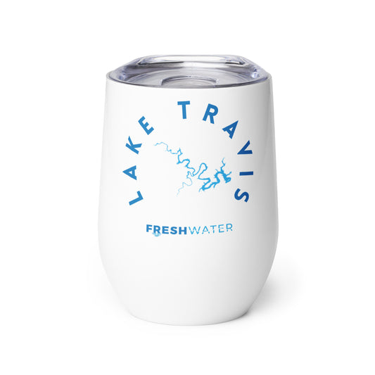 Lake Travis Texas Freshwater Blue Wine tumbler
