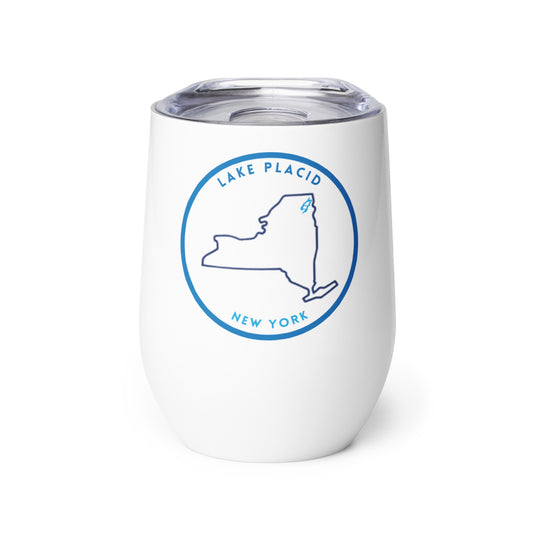 Lake Placid New York Freshwater NY Outline Wine tumbler