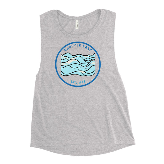 Carlyle Lake Illinois Freshwater Waves Ladies’ Muscle Tank