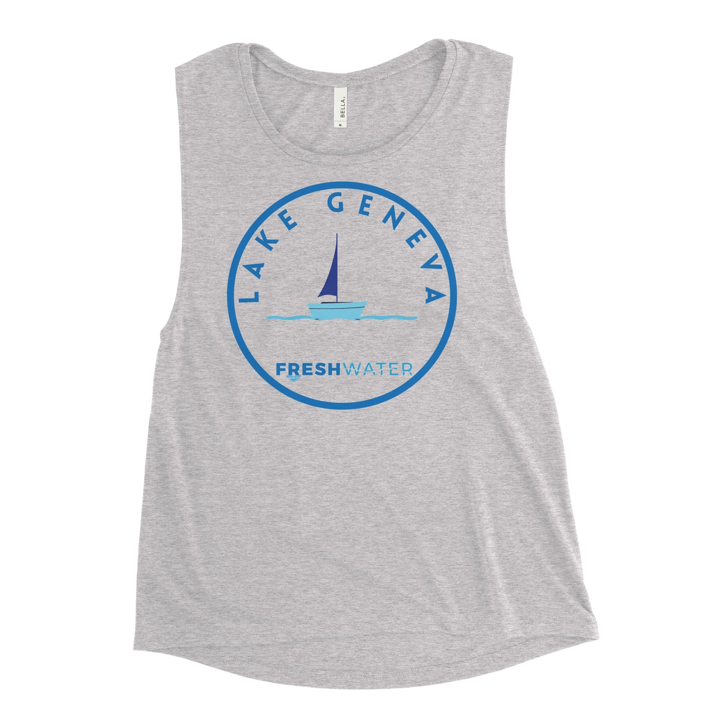 Lake Geneva Wisconsin Freshwater Sailing Ladies’ Muscle Tank