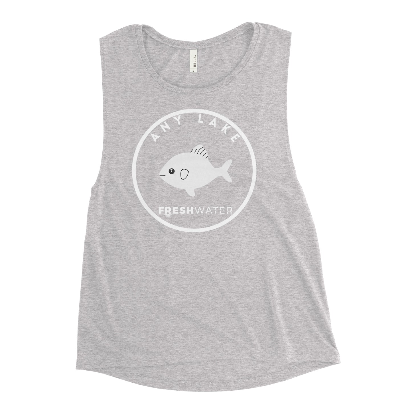 Custom Freshwater Blue Fish BW Ladies’ Muscle Tank