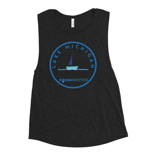 Lake Michigan Freshwater Sailing Ladies’ Muscle Tank