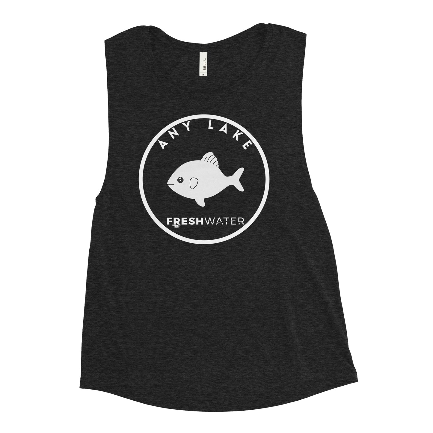Custom Freshwater Blue Fish BW Ladies’ Muscle Tank