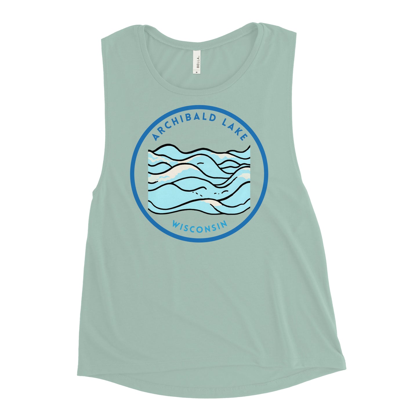 Archibald Lake Wisconsin Freshwater Waves Ladies’ Muscle Tank