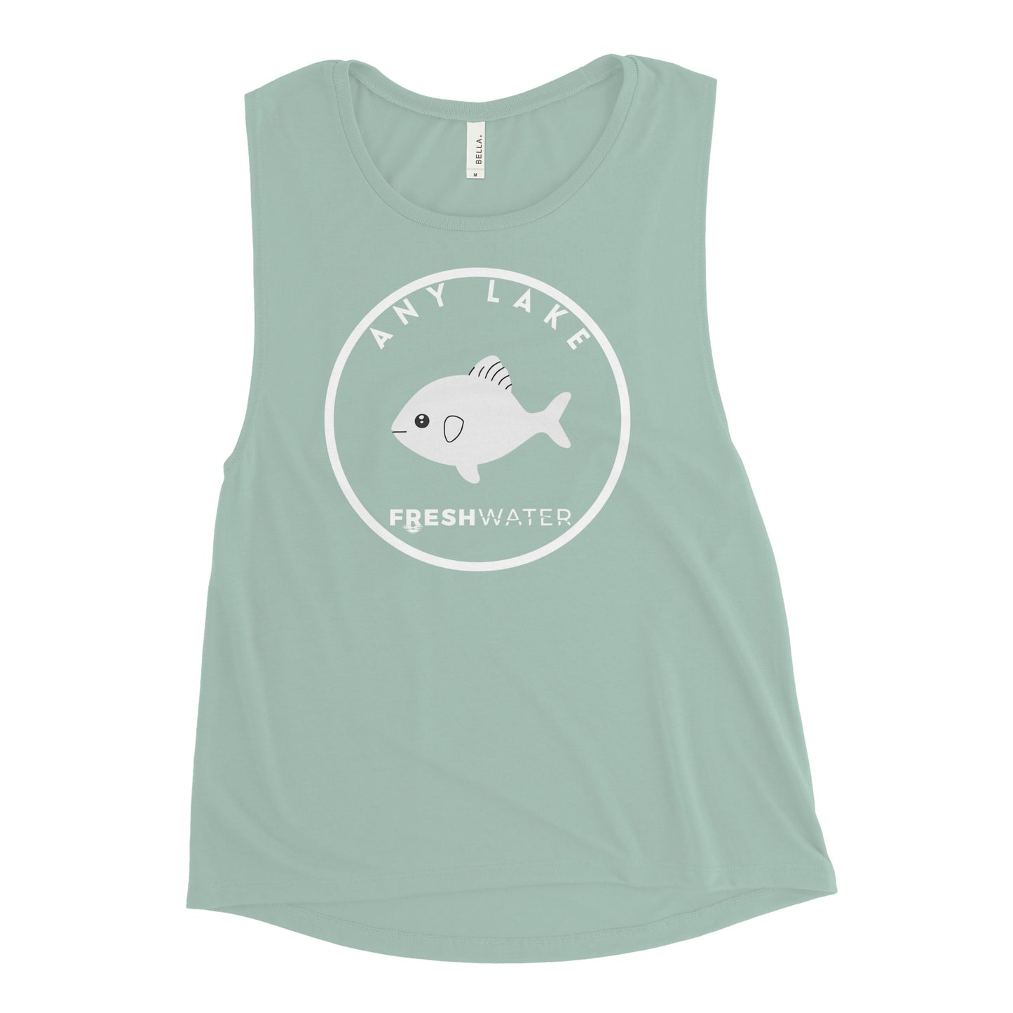 Custom Freshwater Blue Fish BW Ladies’ Muscle Tank