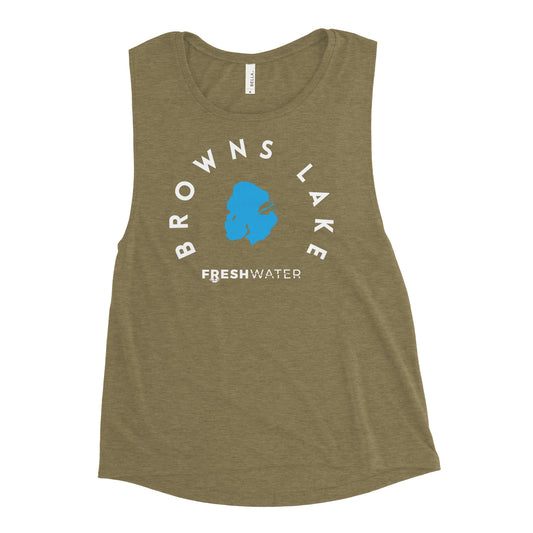 Browns Lake Wisconsin Freshwater WB Ladies’ Muscle Tank