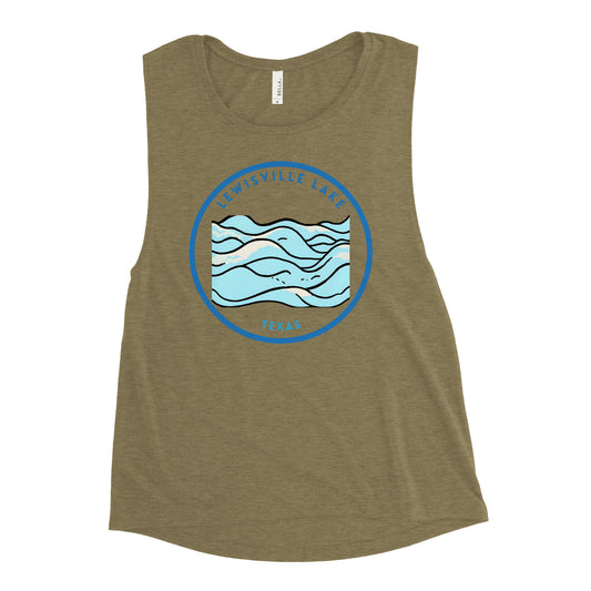 Lewisville Lake Texas Freshwater Waves Ladies’ Muscle Tank
