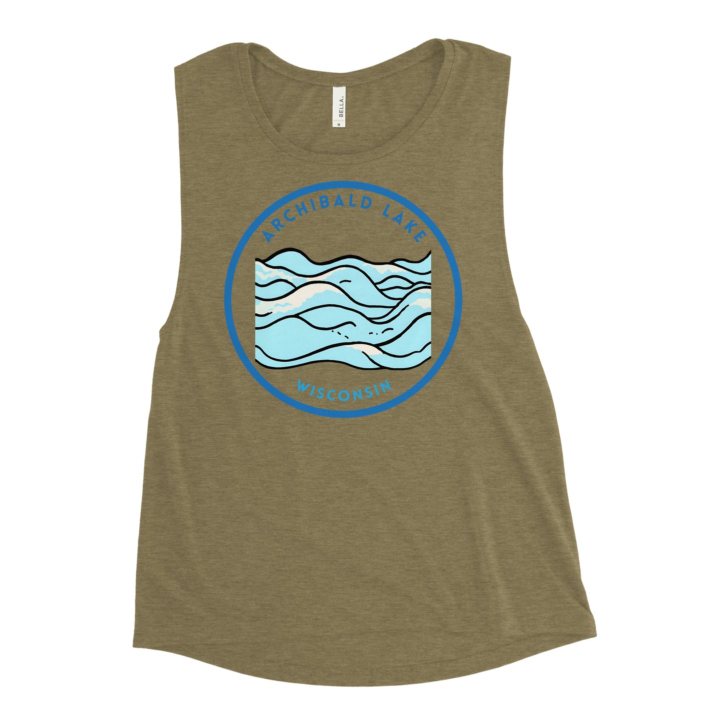 Archibald Lake Wisconsin Freshwater Waves Ladies’ Muscle Tank