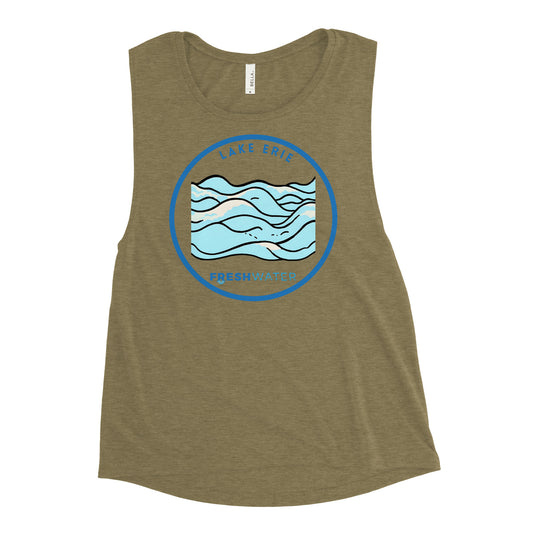Lake Erie Great Lakes Freshwater Waves Ladies’ Muscle Tank