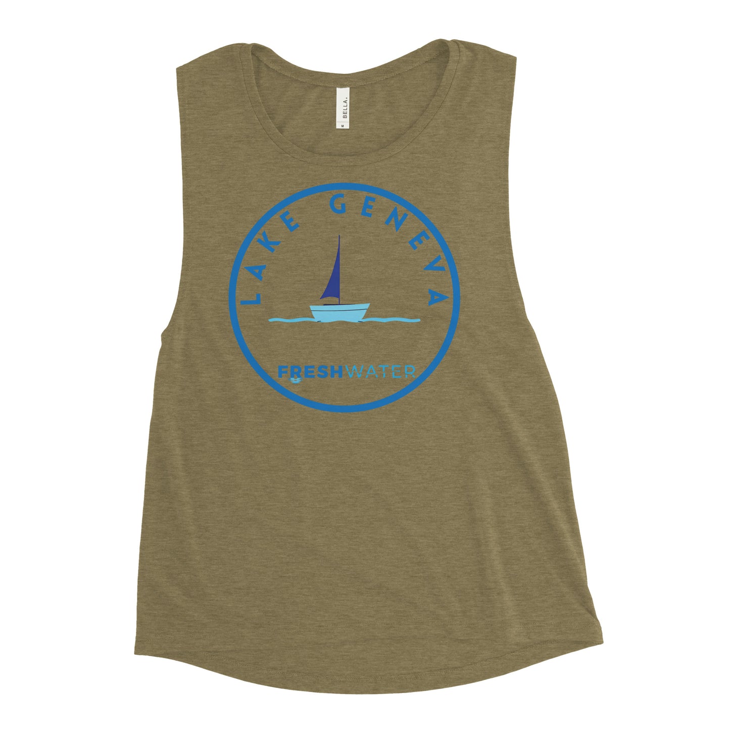 Lake Geneva Wisconsin Freshwater Sailing Ladies’ Muscle Tank