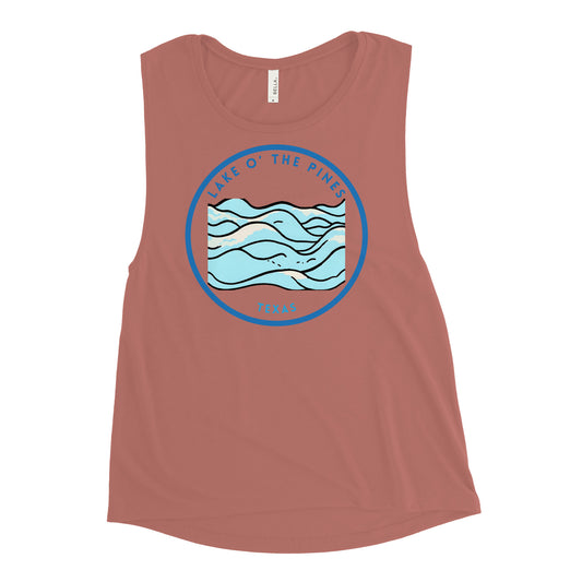 Lake O' the Pines Texas Freshwater Waves Ladies’ Muscle Tank