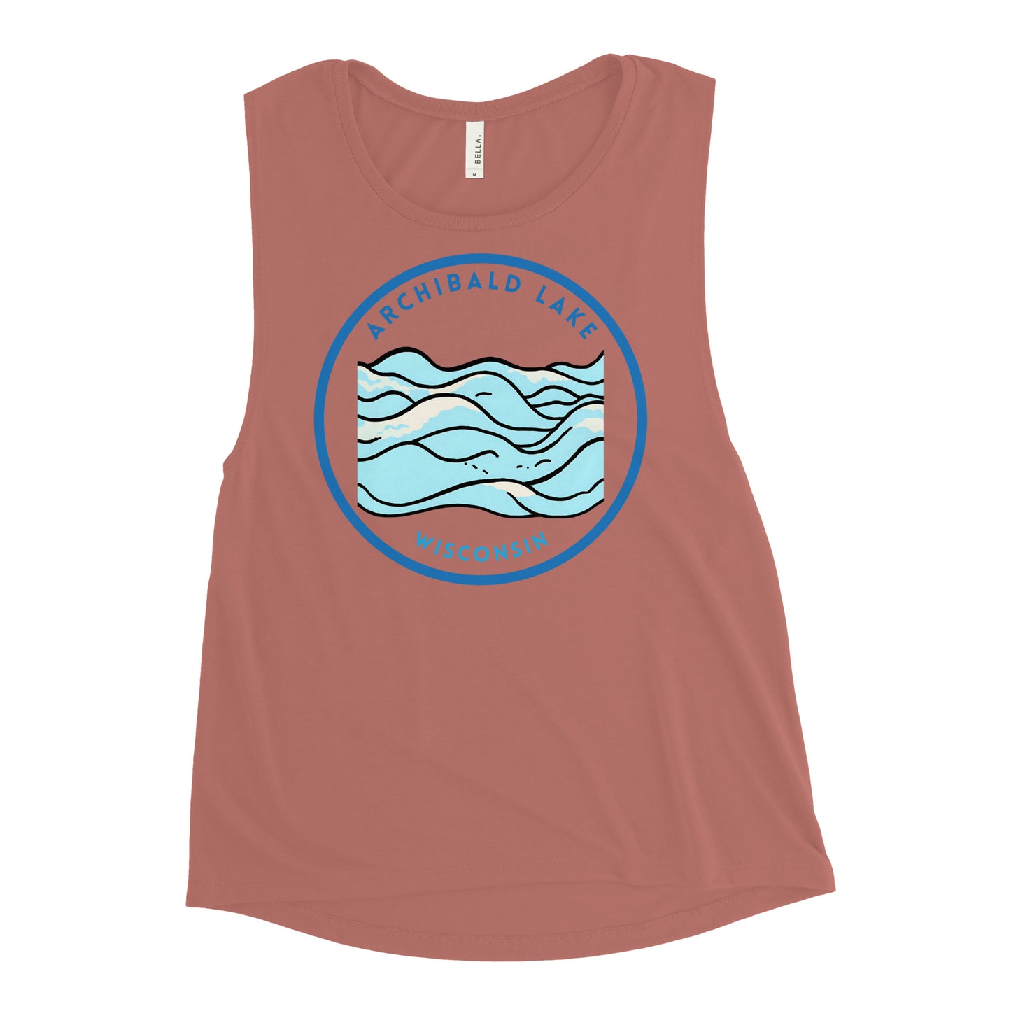 Archibald Lake Wisconsin Freshwater Waves Ladies’ Muscle Tank