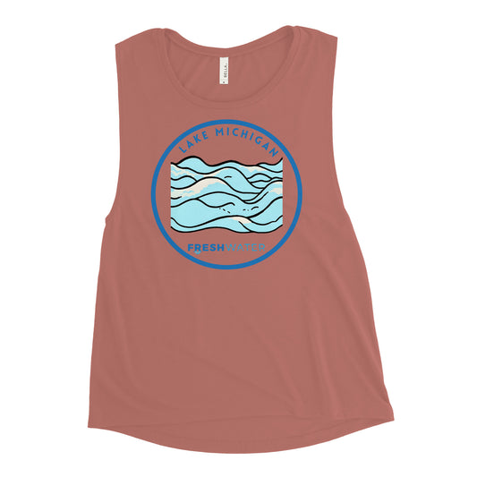Lake Michigan Freshwater Waves Ladies’ Muscle Tank