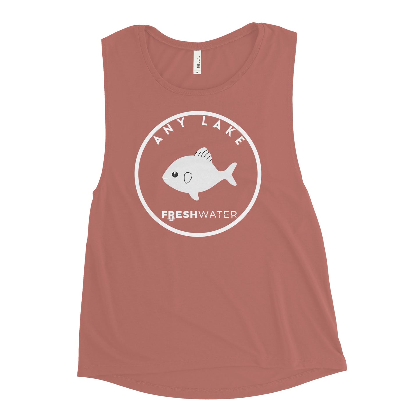 Custom Freshwater Blue Fish BW Ladies’ Muscle Tank