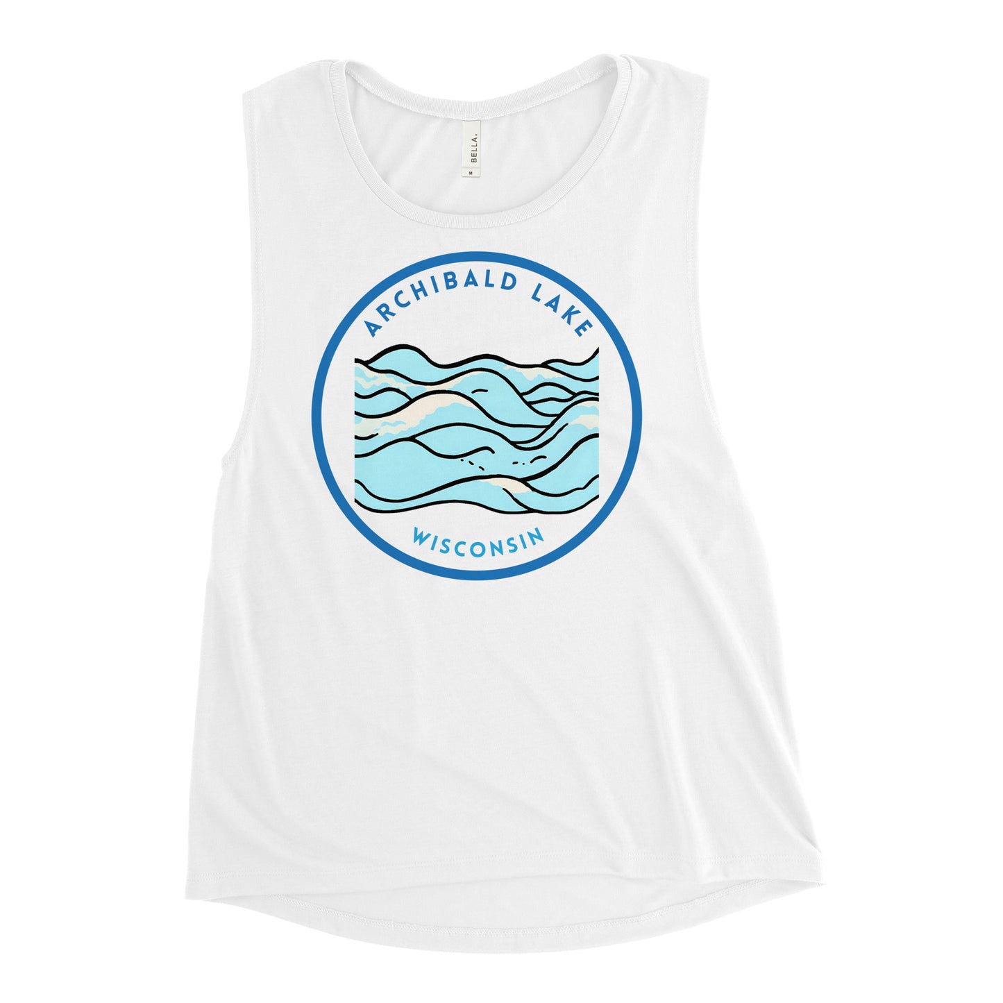 Archibald Lake Wisconsin Freshwater Waves Ladies’ Muscle Tank