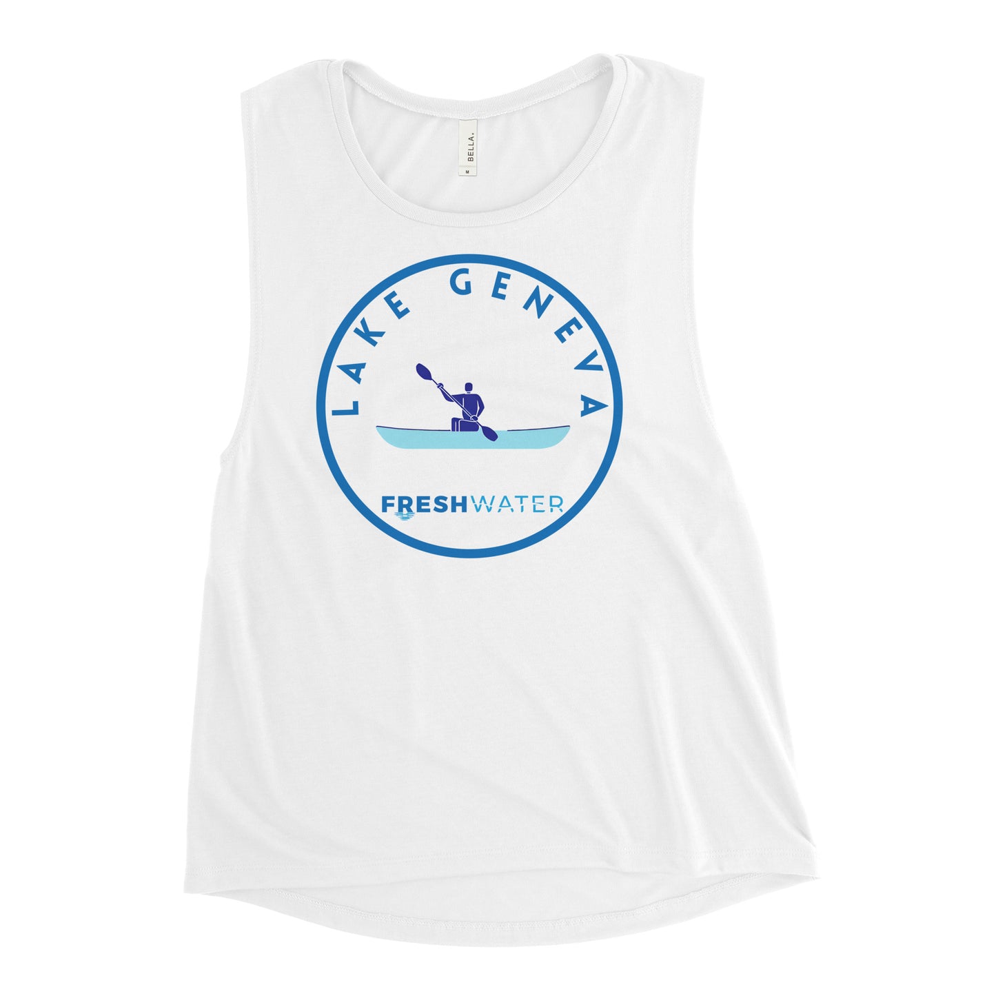 Lake Geneva Wisconsin Freshwater Kayak Ladies’ Muscle Tank