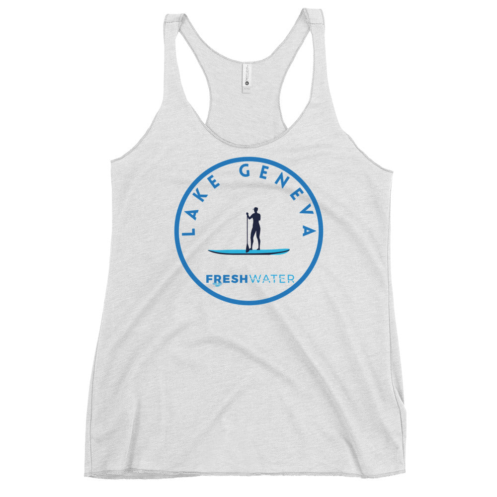 Lake Geneva Wisconsin Freshwater Paddle Women's Racerback Tank