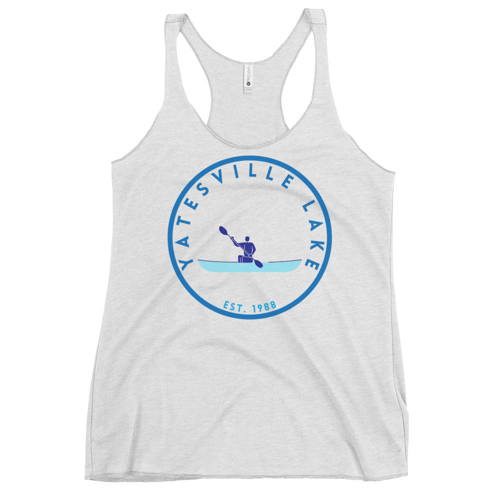 Lake Geneva Wisconsin Freshwater Kayak Women's Racerback Tank