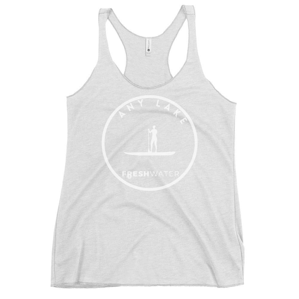 Custom Freshwater Paddle BW Women's Racerback Tank