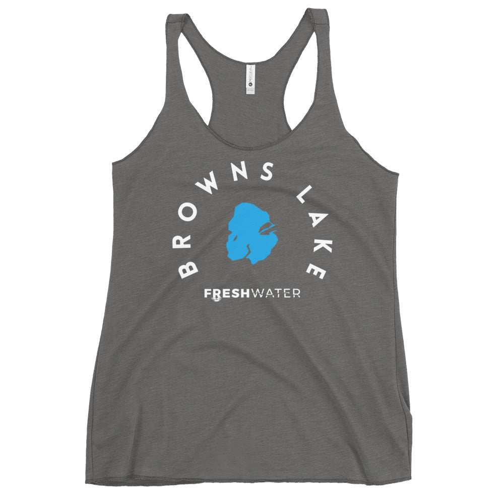 Browns Lake Wisconsin Freshwater WB Women's Racerback Tank