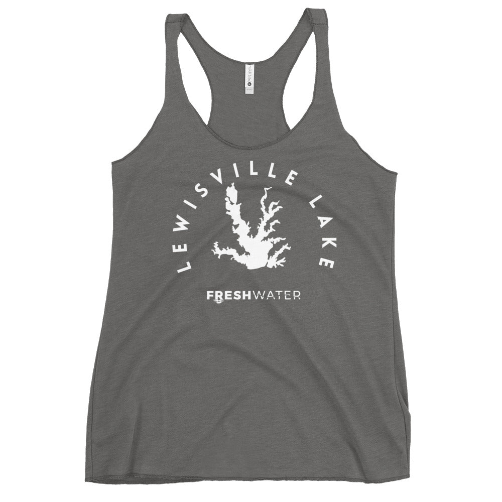 Lewisville Lake Texas Freshwater BW Women's Racerback Tank