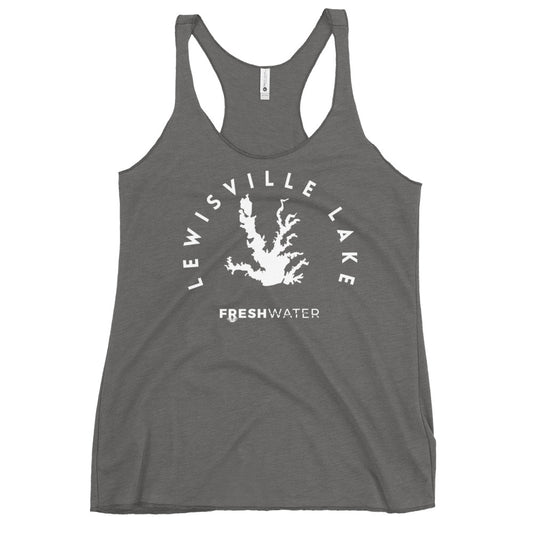 Lewisville Lake Texas Freshwater BW Women's Racerback Tank