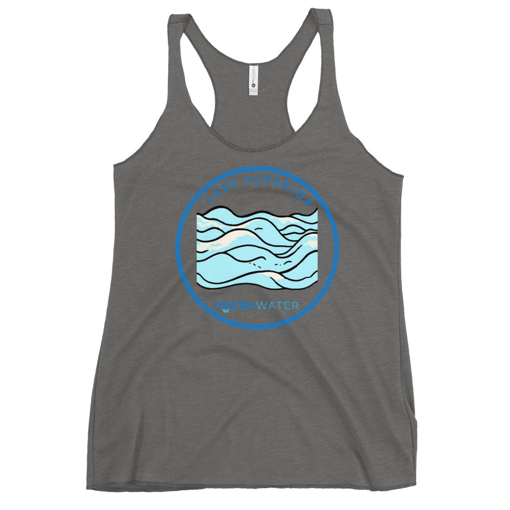 Lake Superior Freshwater Waves Women's Racerback Tank