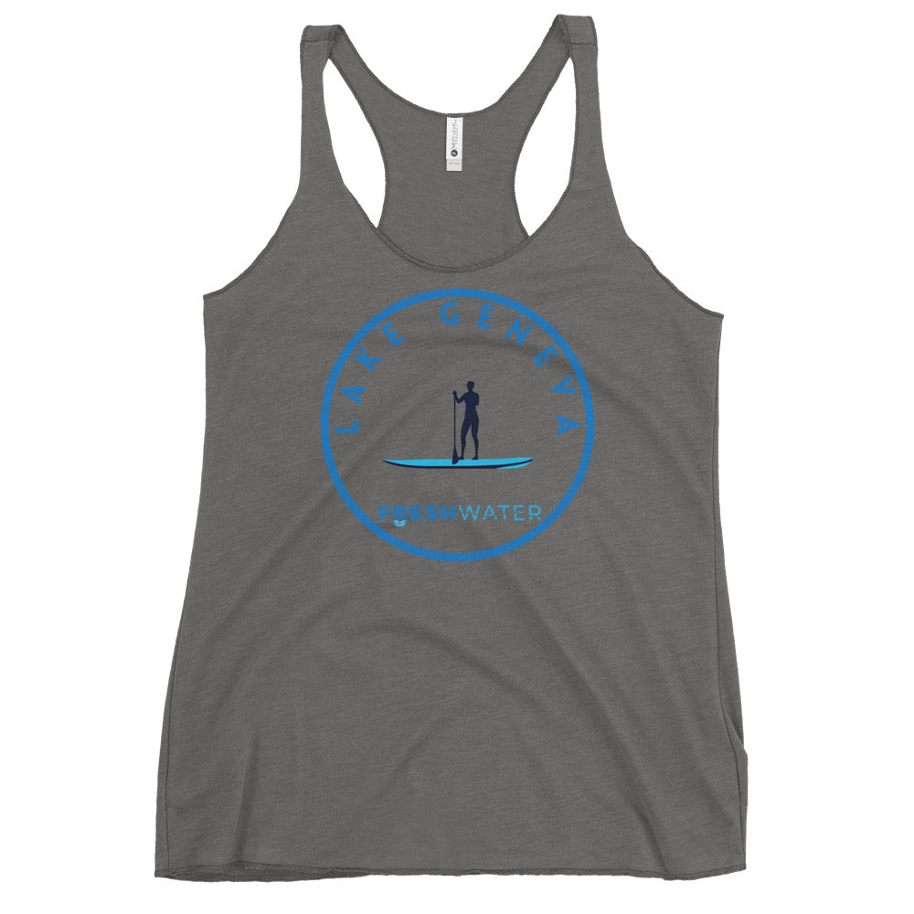 Lake Geneva Wisconsin Freshwater Paddle Women's Racerback Tank